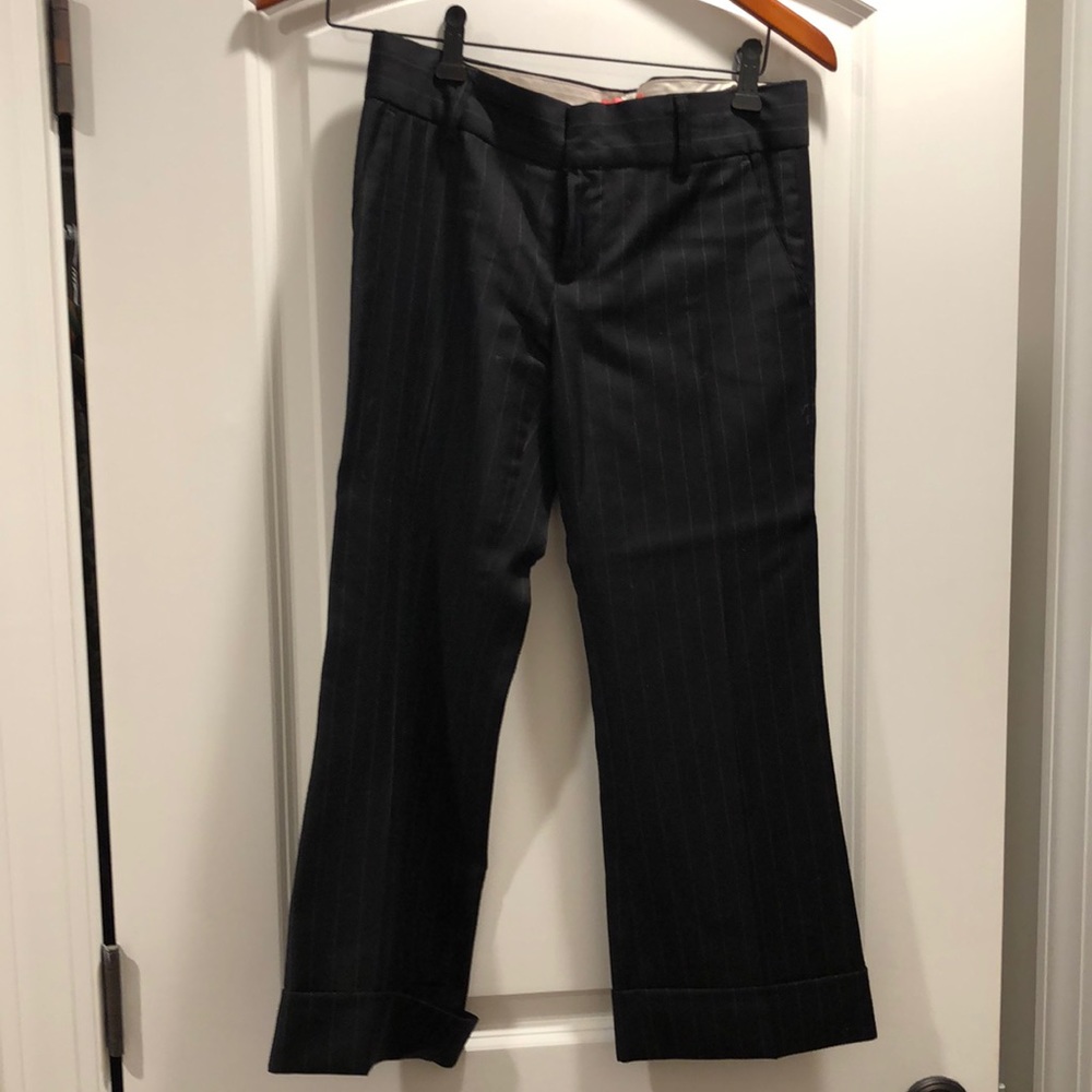 Juicy Couture black wool pinstripe cropped pant